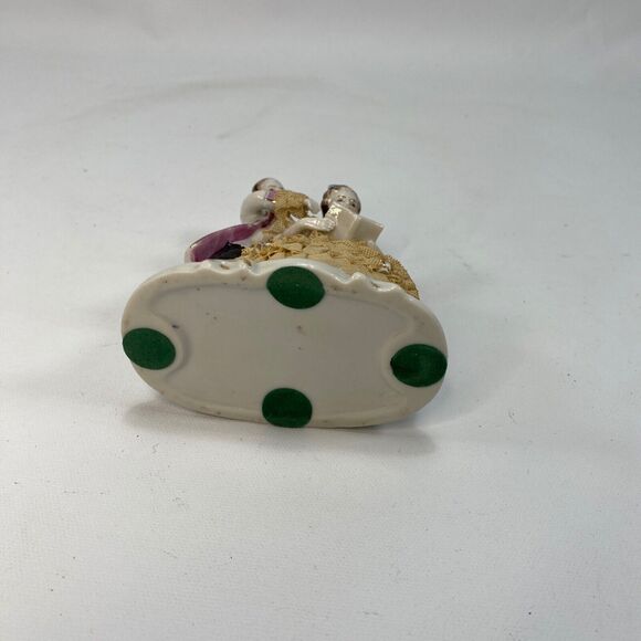 Vintage Lady & GentleMan Porcelain Victorian Figurines Reading Dresden Lace 5" - Picture 10 of 11